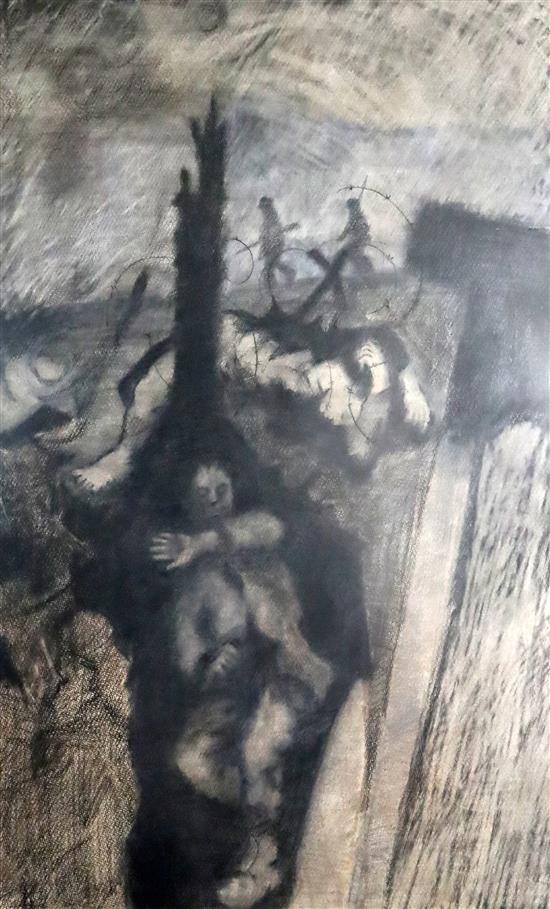 Gerald R. Jarman (British, 1930-2014) WW1 Series; Alive and Dead in Battle 39.5 x 26.5in.